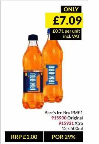 Musgrave MarketPlace Barr's Irn Bru Original , Xtra offer