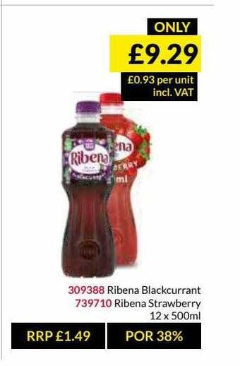 Musgrave MarketPlace Ribena Blackcurrant, Ribena Strawberry offer