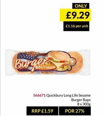 Musgrave MarketPlace Quickbury Long Life Sesame Burger Baps offer