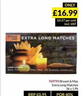 Musgrave MarketPlace Bryant & May Extra Long Matches offer
