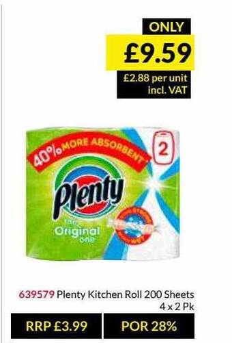 Musgrave MarketPlace Plenty Kitchen Roll 200 Sheets offer