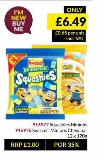 Musgrave MarketPlace Squashies Minions Swizzels Minions Chew Bar offer