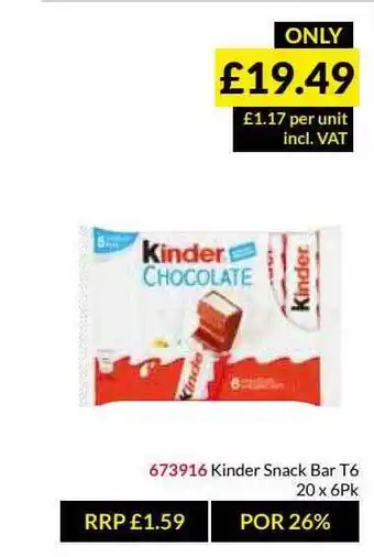 Musgrave MarketPlace Kinder Snack Bar T6 offer