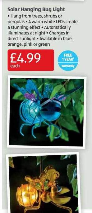 Aldi Solar Hanging Bug Light offer