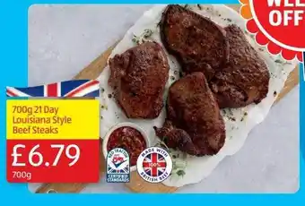 Aldi 700g 21 Day Louisiana Style Beef Steaks offer