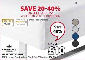 JYSK Jersey Fitted Sheet offer