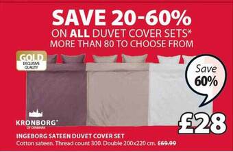 JYSK Ingeborg Sateen Duvet Cover Set offer