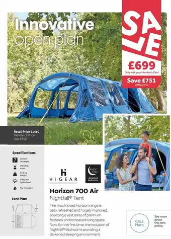 GO Outdoors Horizon 700 Air Night All Tent offer