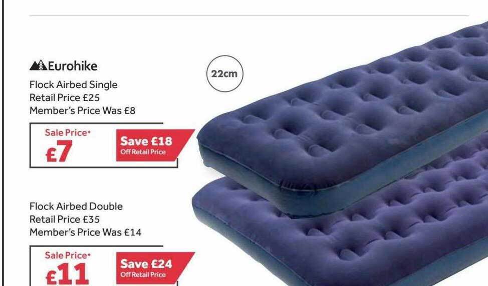 Eurohike Flock Airbed Single Flock Airbed Double offer at GO Outdoors