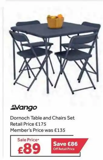 GO Outdoors Vango Dornoch Table And Chairs Set offer