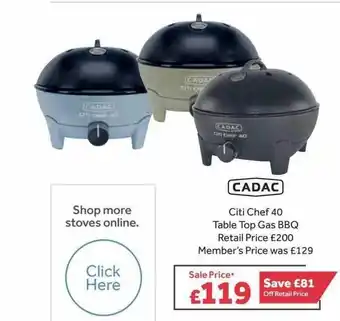 GO Outdoors Cadac Citi Chef 40 Table Top Gas Bbq offer
