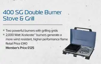 GO Outdoors 400 Sg Double Burner Stove & Grill offer