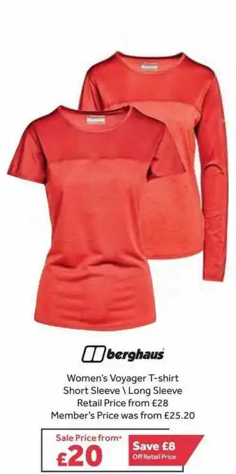 GO Outdoors Berghaus Women's Voyager T-shirt Short Sleeve Long Sleeve offer