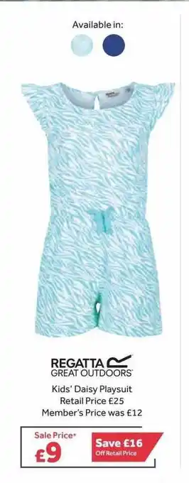 GO Outdoors Regatta Kids' Daisy Playsuit offer