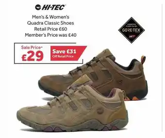 GO Outdoors Hi-tec Men's & Women's Quadra Classic Shoes offer
