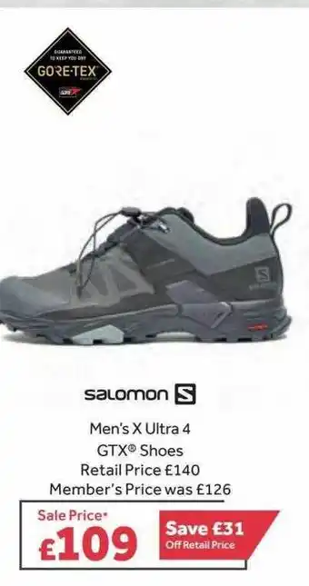 GO Outdoors Salomon Men's X Ultra 4 Gtx Shoes offer
