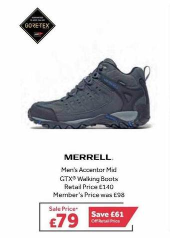 GO Outdoors Merrell Men's Accentor Mid Gtx Walking Boots offer