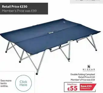 GO Outdoors Higear Double Folding Campbed offer