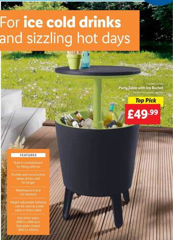 Lidl Party Table With Ice Bucket offer