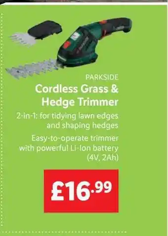 Lidl Cordless Grass & Hedge Trimmer offer