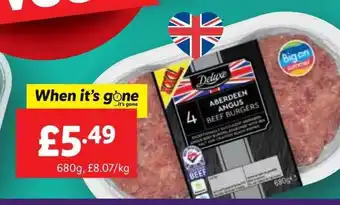 Lidl Aberdeen Angus Beef Burgers offer