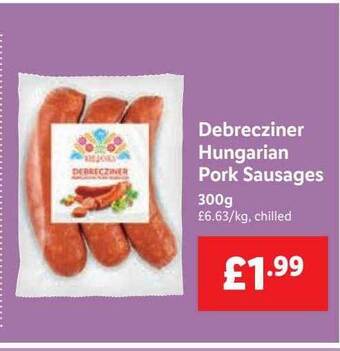 Lidl Debrecziner Hungarian Pork Sausages offer