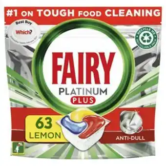Sainsbury's Fairy platinum plus all in one dishwasher tablets lemon x63 offer