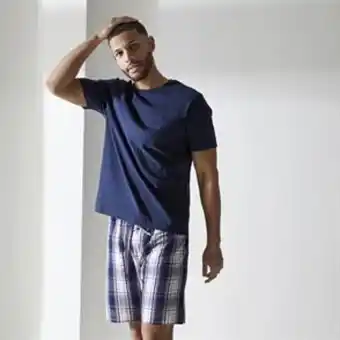 Home Bargains Jeff & co by jeff banks mens blue check pyjama set offer