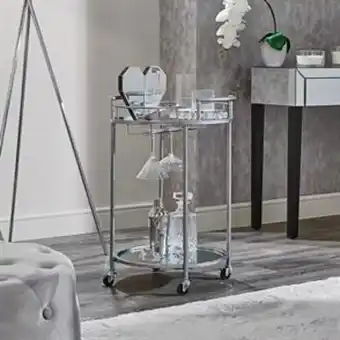 Home Bargains Home collections: 2 tier round drinks trolley - silver offer