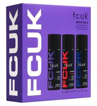 Boots Fcuk body spray trio gift set offer