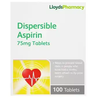 Lloyds Pharmacy Lloydspharmacy dispersible aspirin 75mg tablets offer