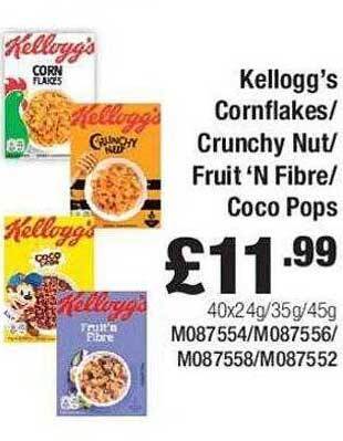Makro Kellogg's Cornflakes Crunchy Nut Fruit 'n Fibre Coco Pops offer