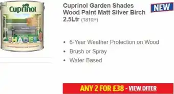 Screwfix Cuprinol Garden Shades Wood Paint Matt Silver Birch 2.5Ltr offer