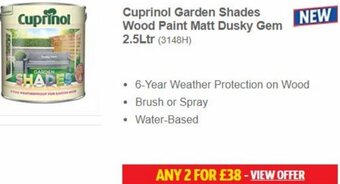Screwfix Cuprinol Garden Shades Wood Paint Matt Dusky Gem 2.5Ltr offer