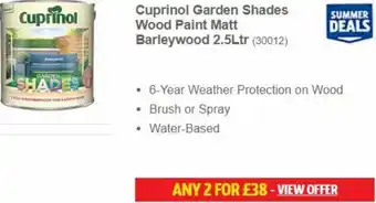 Screwfix Cuprinol Garden Shades wood Paint Matt Barelywood 2.5Ltr offer