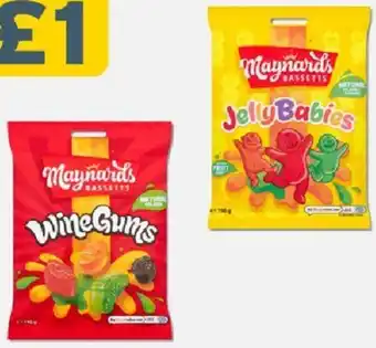 One Stop Maynards Bassetts Wine Gums 190g, Maynards Bassetts Jelly Babies 190g offer