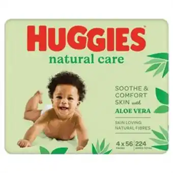 Home Bargains Huggies: natural care baby wipes 56's 4 pack offer