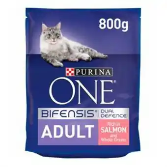 Home Bargains Purina: one adult dry cat food 800g - salmon & whole grains offer