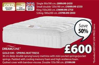 JYSK Gold S95 Spring Mattress offer
