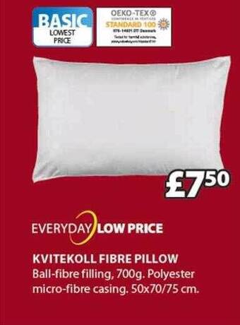 JYSK Kvitekoll Fibre Pillow offer