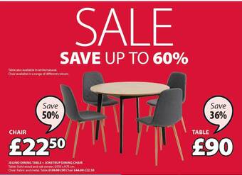 JYSK Jegind Dining Table + Jonstrup Dining Chair offer