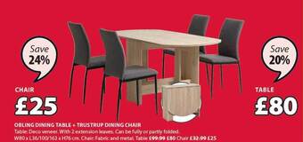 JYSK Obling Dining Table + Trustrup Dining Chair offer