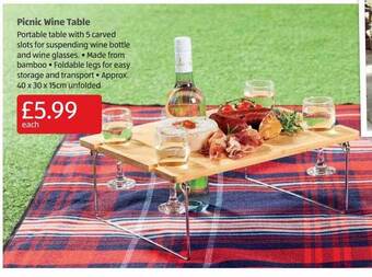 Aldi Picnic Wine Table offer