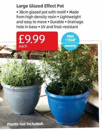 Aldi Large Glazed Effect Pot offer