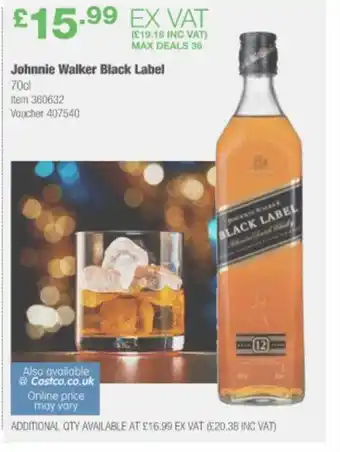 Costco Johnnie Walker Black Label offer