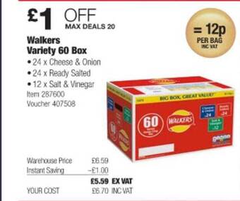 Costco Walkers Variety 60 Box offer