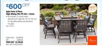 Costco Agio Paris 9 Piece High Dining Fire Pit Set + Cover offer