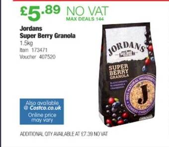 Costco Jordans Super Berry Granola offer