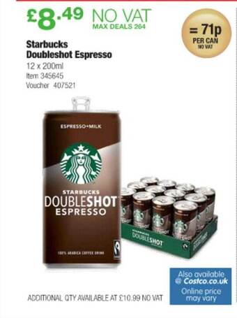 Costco Starbucks Doubleshot Espresso offer