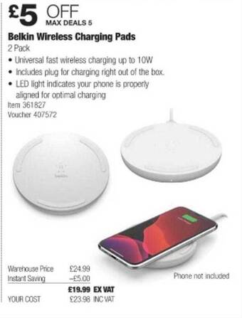 Costco Belkin Wireless Charging Pads offer